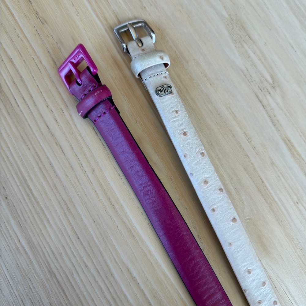 Lauren Ralph Lauren Pink and Ivory Leather Belts